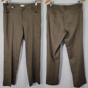 Market & Spruce Women's Olive Green Linen Blend Straight Pants Size 10 EUC